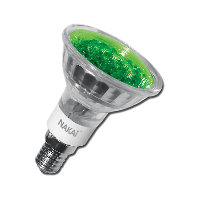 Лампа светодиодная LED18 green 220V E14 R50 Nakai
